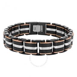 1/3CTW Diamond Stainless Steel Two-Tone Mens Link Bracelet