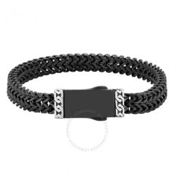 Stainless Steel Black & White Double Row Men's Link Bracelet