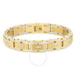 1/10CTW Diamond Stainless Steel with Yellow Finish Mens Link Bracelet