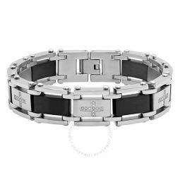 1/4CTW Diamond Stainless Steel Two-Tone Mens Cross Link Bracelet