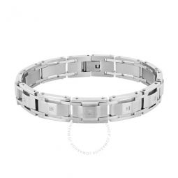 1/20CTW Diamond Stainless Steel Sloped Mens Link Bracelet