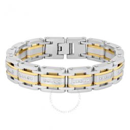 1CT Diamond Stainless Steel Two-Tone Mens Link Bracelet