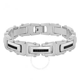 1/2CTW Black Diamond Stainless Steel Mens Link Bracelet