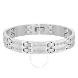 1/2CTW Diamond Stainless Steel Double Row Mens Link Bracelet