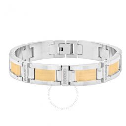 1/3CTW Diamond Stainless Steel with Yellow Finish Mens Link Bracelet