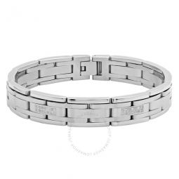 .42CTW Diamond Stainless Steel Rail Road Mens Link Bracelet