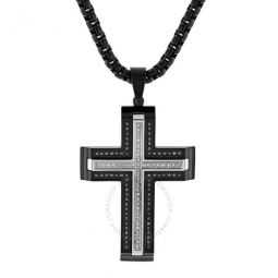 1/2ctw Black Diamond with White Diamond Cross Pendant
