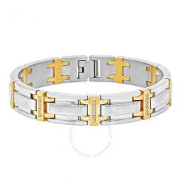 3/8CTW Diamond Stainless Steel With Yellow Finish Mens Link Bracelet