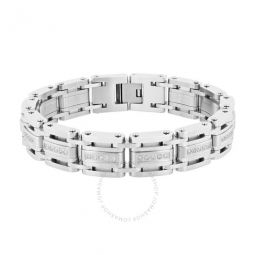 1CTW Diamond Stainless Steel Mens Link Bracelet