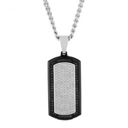 7/8ctw White and Black Diamond with Black Finish Stainless Steel Dog Tag Pendant