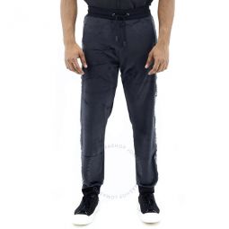 Black Velour Logo Stripe Sweatpants, Size Medium