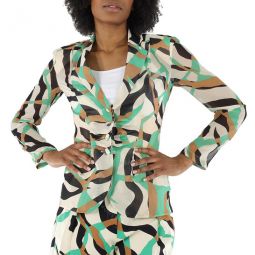 Ladies Tiger Twiga Print Silk Blazer, Brand Size 44 (US Size 10)