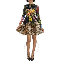 Ladies Paradise Found Print Peplum Satin Dress, Brand Size 40 (US Size 6)