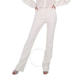 Ladies White Mirror Snake Flared Trousers, Brand Size 40 (US Size 6)