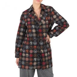 Ladies Coin-Print Belted Trench Jacket, Brand Size 42 (US Size 8)