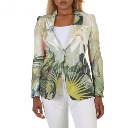 Ladies Le Monde Vegetale Print Single Breasted Silk Blazer, Brand Size 38 (US Size 4)