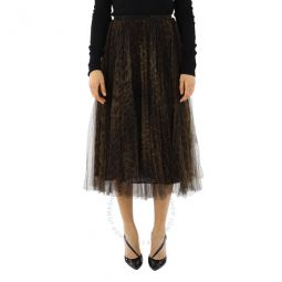 Ladies Brown Heritage Jaguar Print Tulle Skirt, Brand Size 40 (US Size 6)