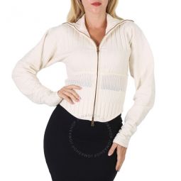 Ladies Knitted Zip Front Jacket, Brand Size 42 (US Size 8)