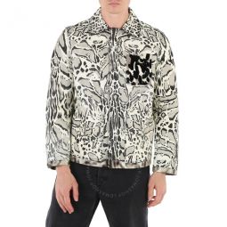 Mens Lynx Print Shirt Jacket, Brand Size 46 (US Size 36)