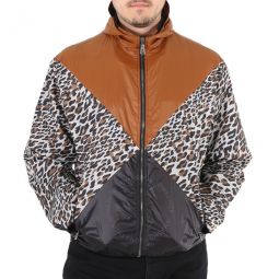 Mens Leopard Print Windbreaker Track Jacket, Brand Size 46 (US Size 36)