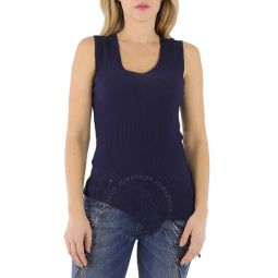 Ladies Indigo Asymmetric Knitted Top, Brand Size 40 (US Size 6)