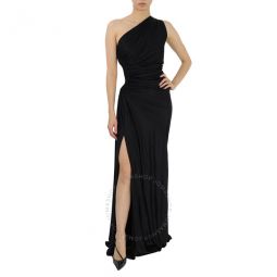 Ladies Black Jersey One Shoulder Evening Dress, Brand Size 40 (US Size 6)
