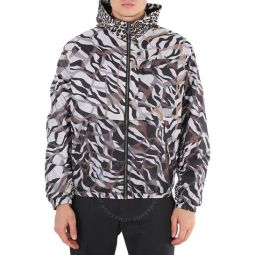 Mens Tiger Twiga And Leopard Print Hooded Track Jacket, Brand Size 52 (US Size 42)