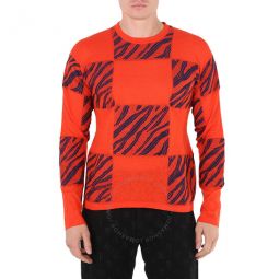 Mens Zebra Check-jacquard Sweater, Size Small