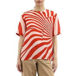 Zebra Avantgarde Print Silk T-Shirt, Brand Size 40 (US Size 6)