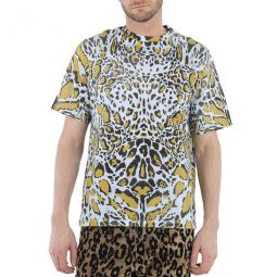 Mens Sun Bleached Lynx Print Cotton Jersey T-shirt, Size Small