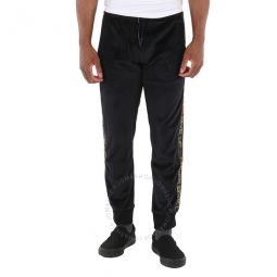 Black Never Give Up Stripe Velour Trackpants, Size X-Large