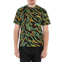 Mens Jungle / Aragonite Tiger Twiga Print T-shirt, Size X-Small
