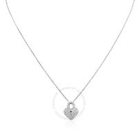 Diamond Heart Lock Necklace In 18K White Gold -
