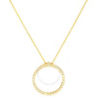 18K Yellow Gold Open Diamond Circle Pendant Necklace