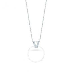 18K White Gold 0.05Ct Diamond Tiny Treasures Letter V Necklace - 001634Awchxv