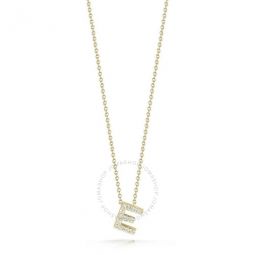 18K Yellow Gold 0.06Ct Diamond Tiny Treasures Letter E Necklace - 001634Aychxe