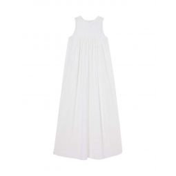 Sleeveless Pleated A-Line Dress - white