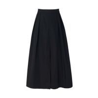 Wide Poplin Skirt - black