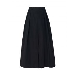 Wide Poplin Skirt - black