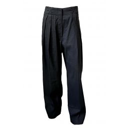 Tailored Linen-Blend Trousers - Black