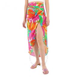 Floral Jungle Kit Floral Gathered Silk Jacquard Skirt, Size Medium