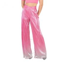 Ladies Silvery Pink Glo Gradient Plisse Straight Pants, Brand Size 34 (US Size 0)