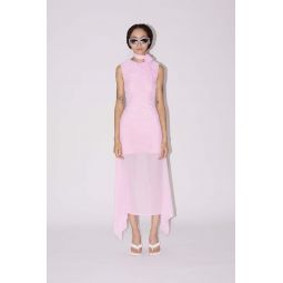 ASYMMETRICAL MESH DRESS - pink