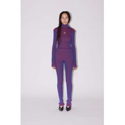 BICOLOUR RIB PANTS - purple