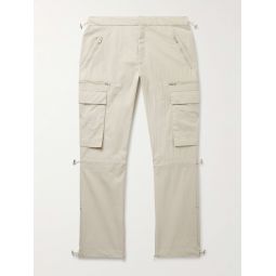 Straight-Leg Crinkled-Canvas Cargo Trousers