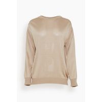 Maglia Girocollo Round Neck Sweater with Back Slit in Camel