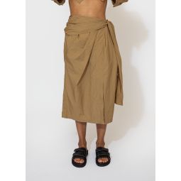 Crinkled Tied Skirt - Tan