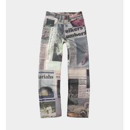 Printed Wide Leg Jeans - News Cuts