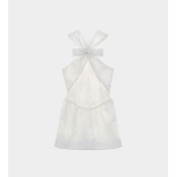 Crossover Bow Short Dress - White