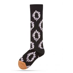 Pattern Calf-High Socks - Brown